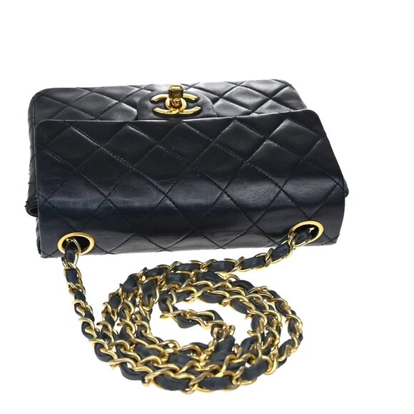 CHANEL CC Logo Mini Matelasse Chain Shoulder Bag Leather Blue GHW 373RL397 - Picture 5 of 16